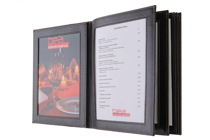 AWEM3076- Synthetic leather menu fto.21X21 Restaurant Chez Camille - Palma de Mallorca