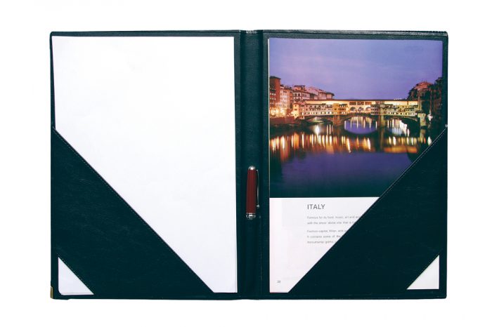 A4 Hotel Housing Folder with 45º angled inner bands